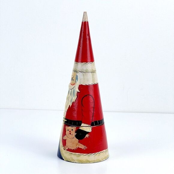 Nesting Santa Claus Christmas Wooden Doll Cone Shape Only One - Picture 2 of 9